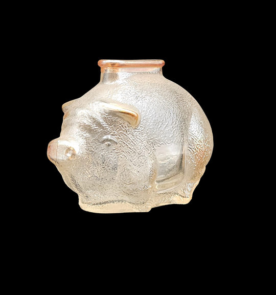 1950's Small Anchor Hocking Carnival Glass Piggy Bank Gold Glass