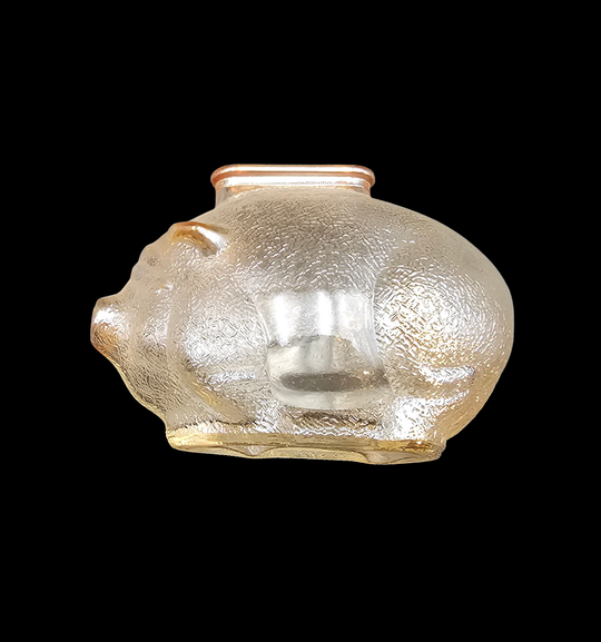 1950's Small Anchor Hocking Carnival Glass Piggy Bank Gold Glass