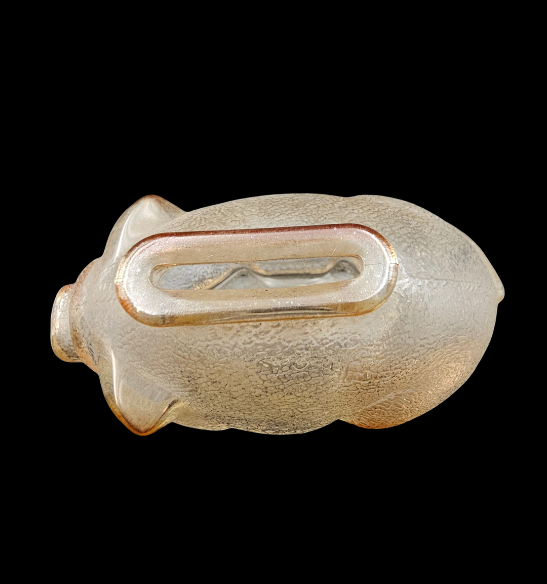 1950's Small Anchor Hocking Carnival Glass Piggy Bank Gold Glass